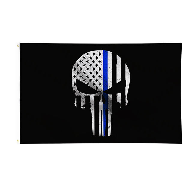 Thin Blue Line Punisher Flag