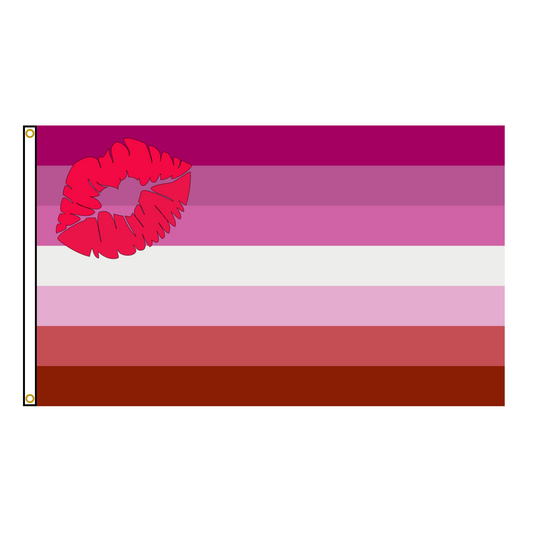 Lesbian Pride Flag With Lipstick