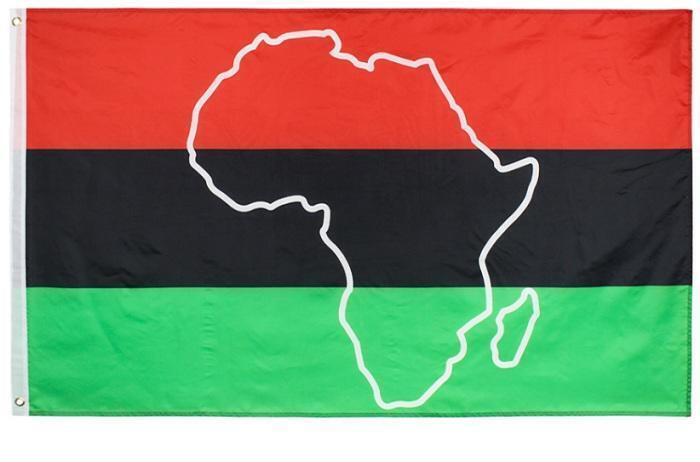 Kwanzaa with Africa outline Flag